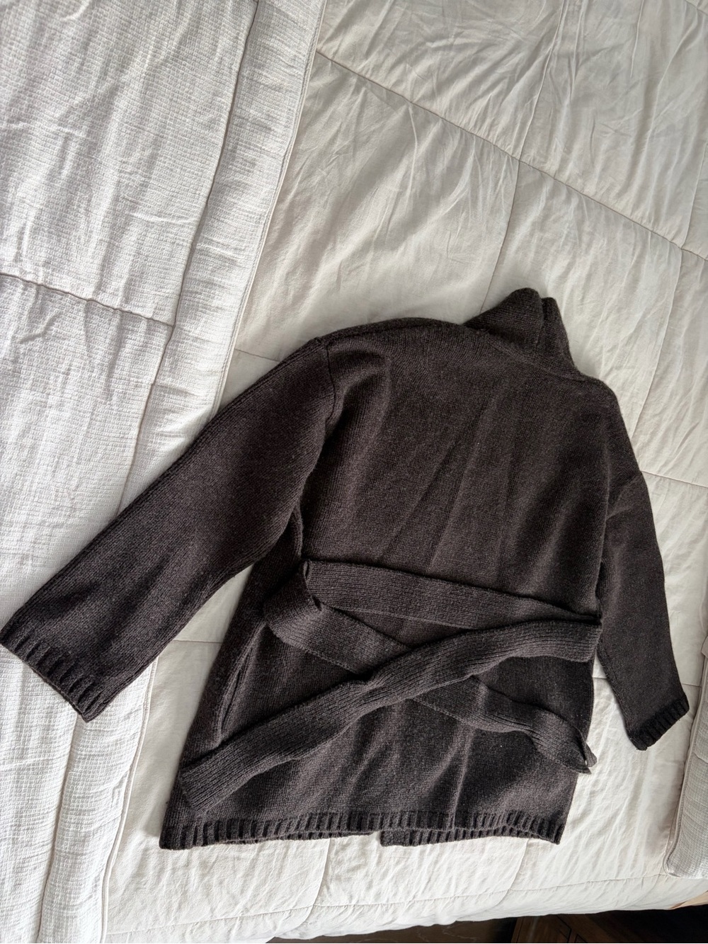 Reformation Dark Brown Shawl Collar Belted Cardigan Jacket - Picture 5 of 8